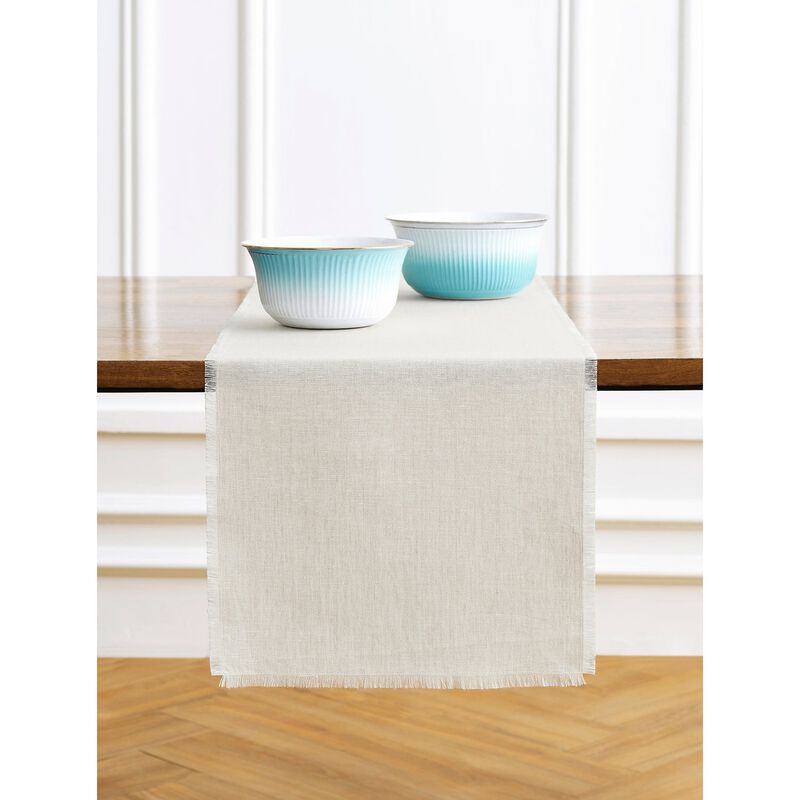 Solino Home 100% Pure Linen Table Runner 18 x 90 Inch | Fringe