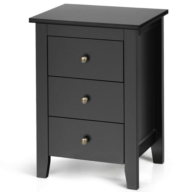 Hivvago Nightstand End Beside Table Drawers Modern Storage Bedroom Furniture-White