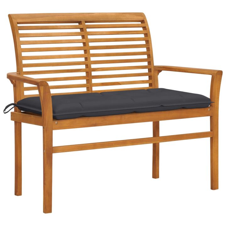 vidaXL Garden Bench with Anthracite Cushion 44.1" Solid Teak Wood