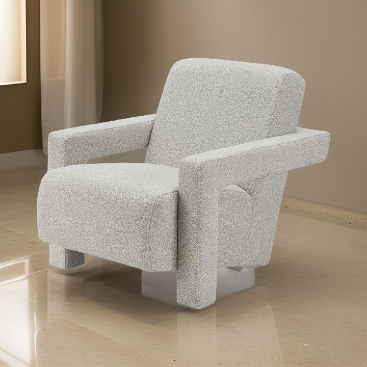 Cid Lily 28 Inch Accent Chair, Light Gray Polyester, Foam Cushions, Wood - Benzara