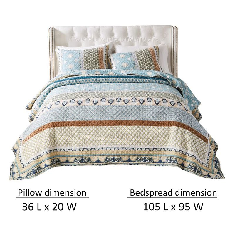 Ello 3pc King Size Quilt and Pillow Sham Set, Bohemian Print, Multicolor