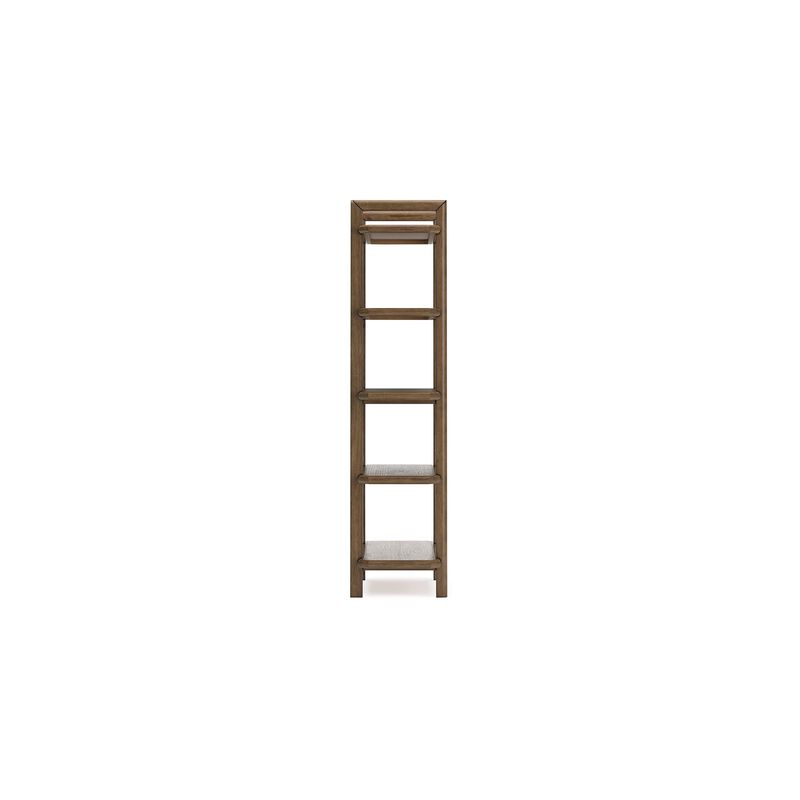 Rohan Bookcase w 5 Display Shelves, Brown Wood X Cross Back, 71 Inch - Benzara