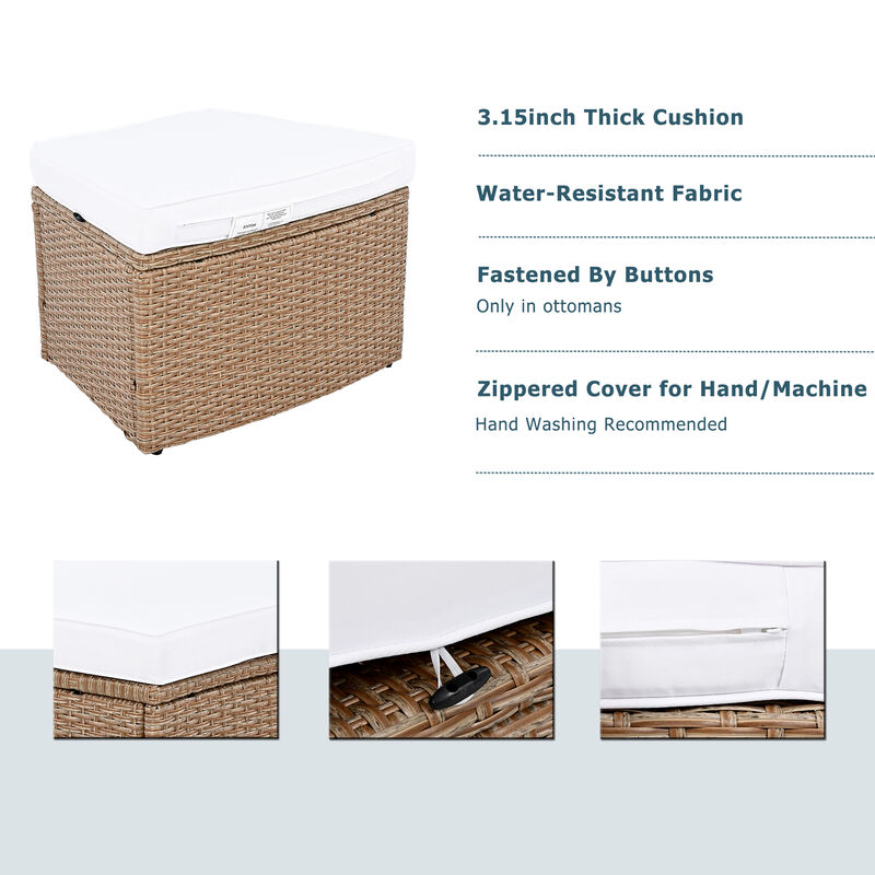 Merax Outdoor Sectional Half Round Patio Rattan Sofa Set