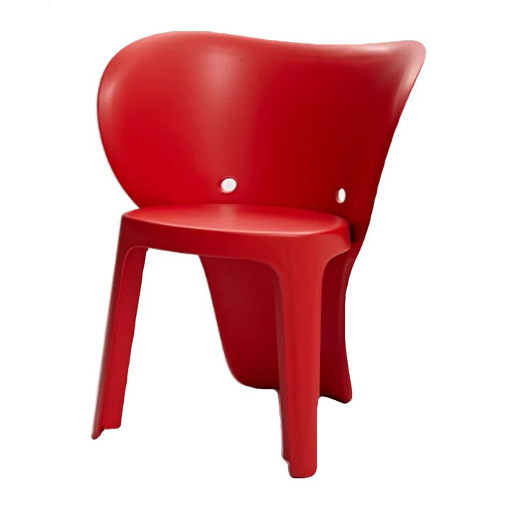 Fyna 16 Inch Kids Chair Set of 4, Curved Back, Elephant Trunk Design, Red - Benzara