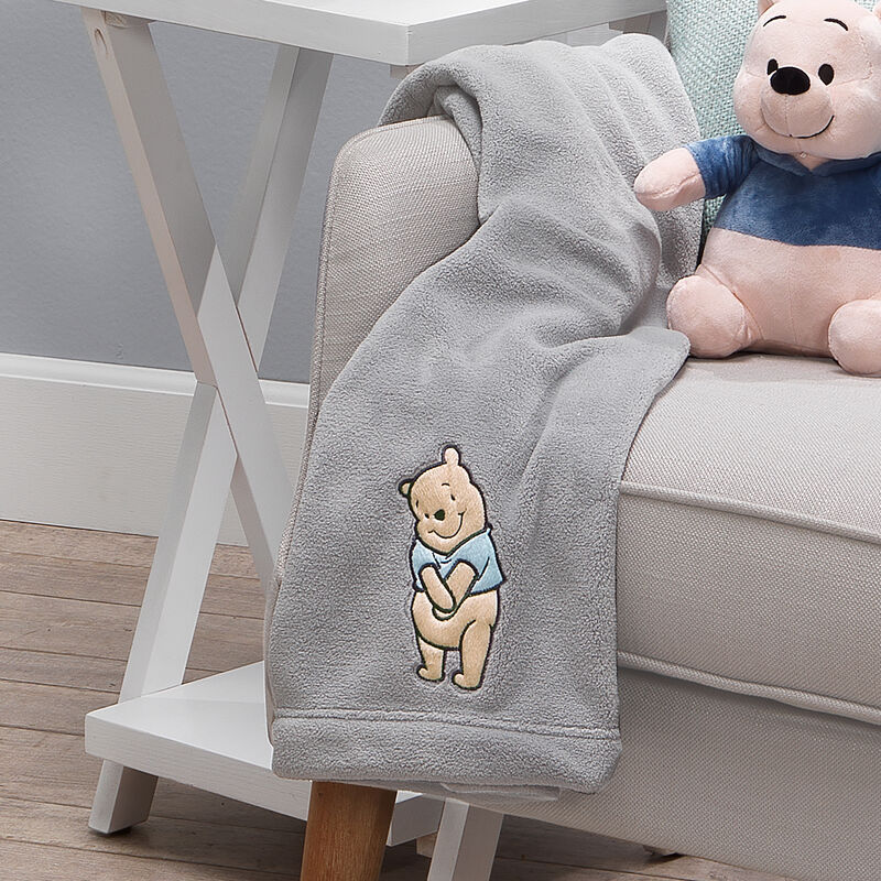Lambs & Ivy Disney Baby Winnie the Pooh Hugs Gray Soft Fleece Baby Blanket