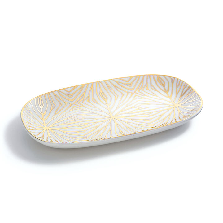 Talianna Lily Pad Catchall Tray, White & Gold