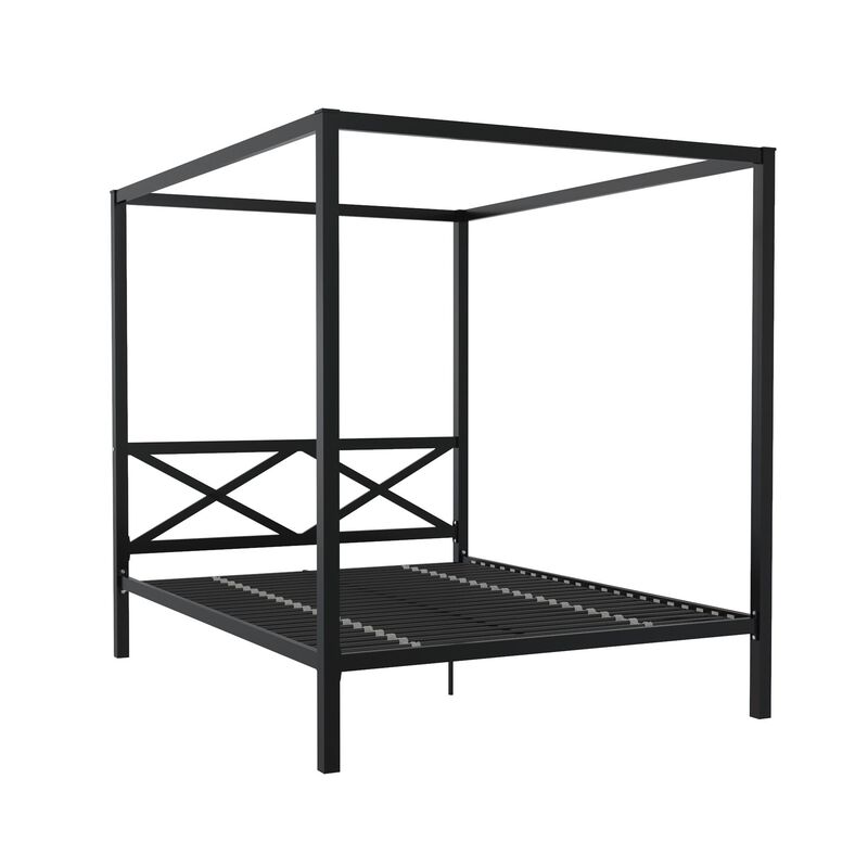 Atwater Living Zasha Queen Metal Canopy Bed, Black