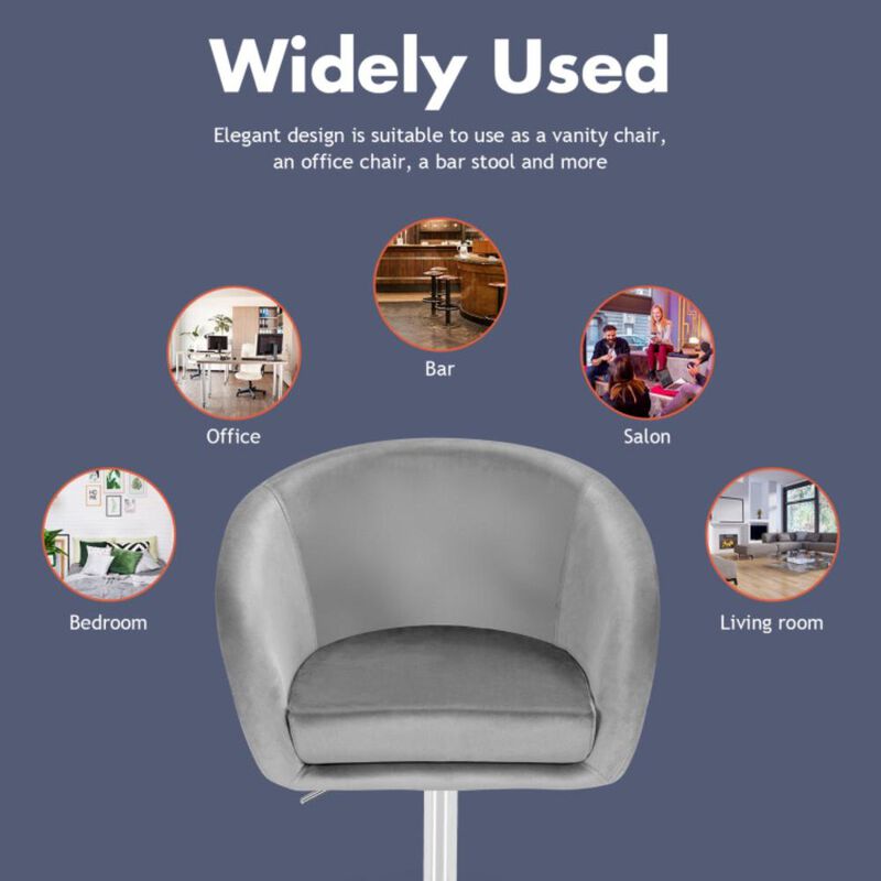 Hivvago 360 Degree Swivel Makeup Stool Accent Chair with Round Back and Metal Base