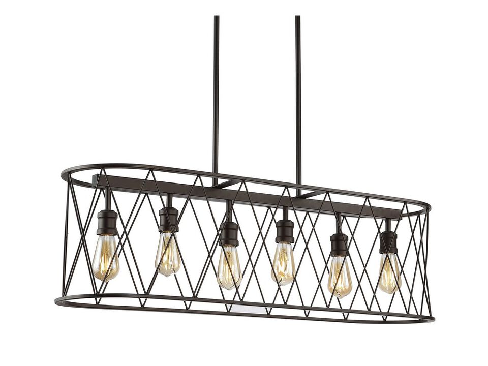 Marion 6-Light Adjustable Iron Farmhouse Rustic LED Dimmable Pendant