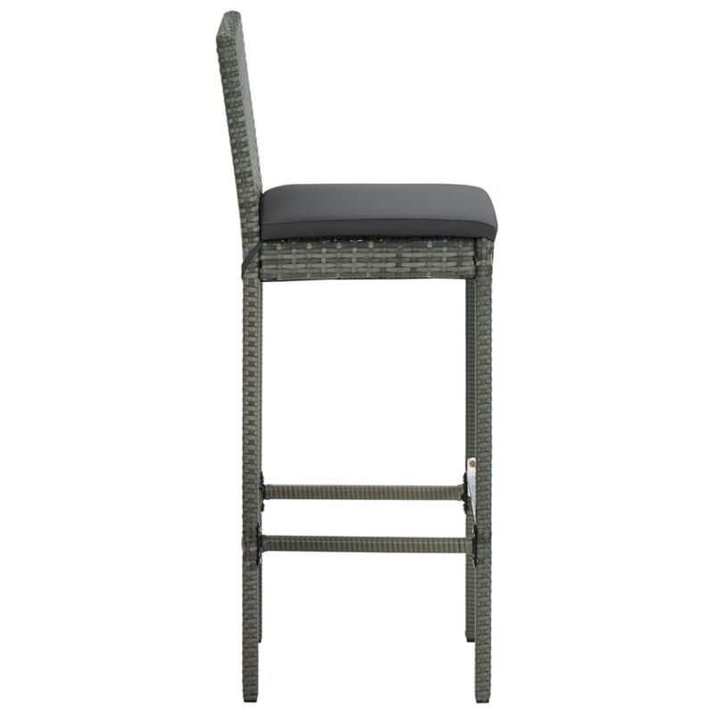 vidaXL 5 Piece Outdoor Bar Set with Cushions Poly Rattan Gray