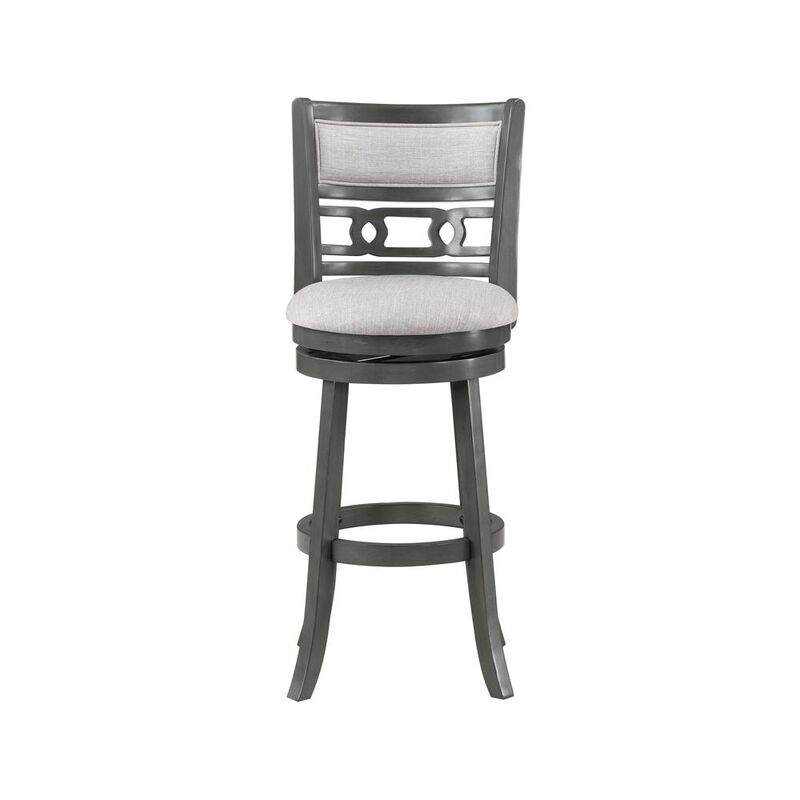 New Classic Furniture Gia 29 Solid Wood Swivel Bar Stool with Fabric Seat in Gray