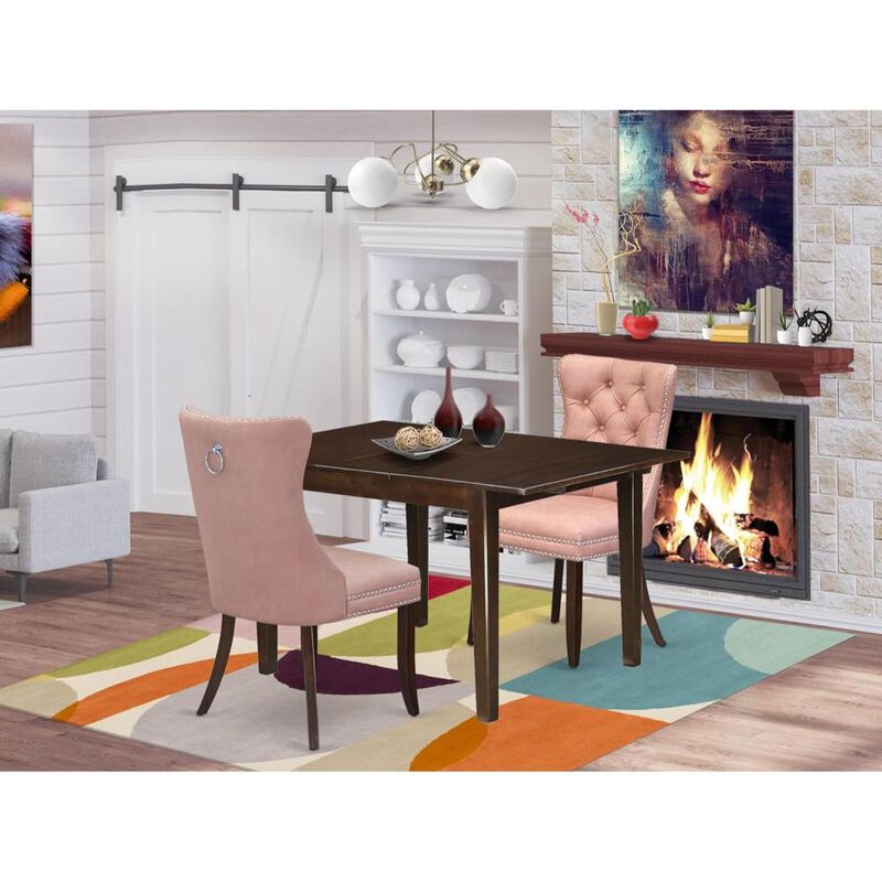 3 Piece Dining Set Consists of a Rectangle Kitchen Table with Butterfly Leaf