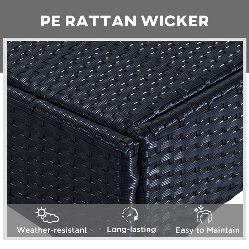 Black Wicker Relaxation: 3-Piece Outdoor Lounge Set with Table & Wheels