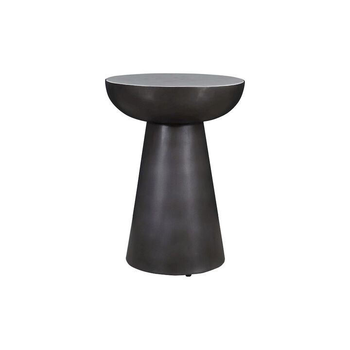 Circularity Modern Luxury Marble and Iron 15" Round Chairside Pedestal End Table