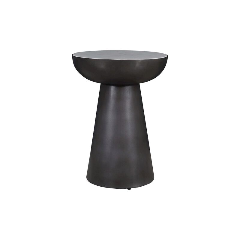 Circularity Modern Luxury Marble and Iron 15" Round Chairside Pedestal End Table