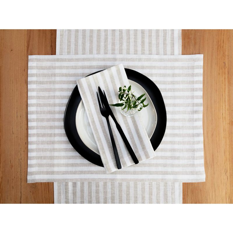 Solino Home 100% Pure Linen 14 x 19 Inch Placemats Set of 4 | Amalfi Stripe