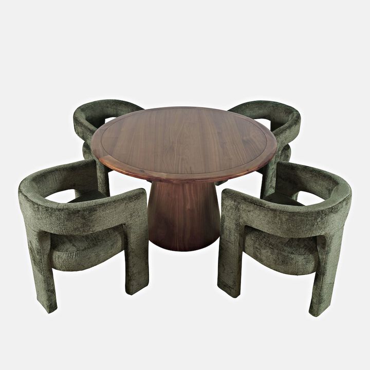 Jofran Gwen Luxury Mid-Century Modern Five Piece Dining Set with Upholstered Chairs