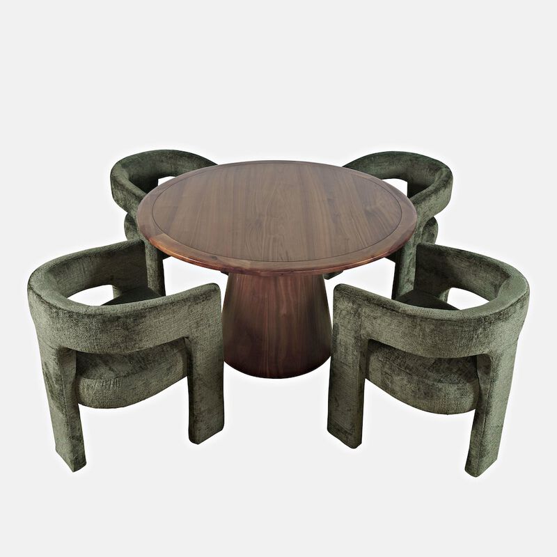 Jofran Gwen Luxury Mid-Century Modern Five Piece Dining Set with Upholstered Chairs