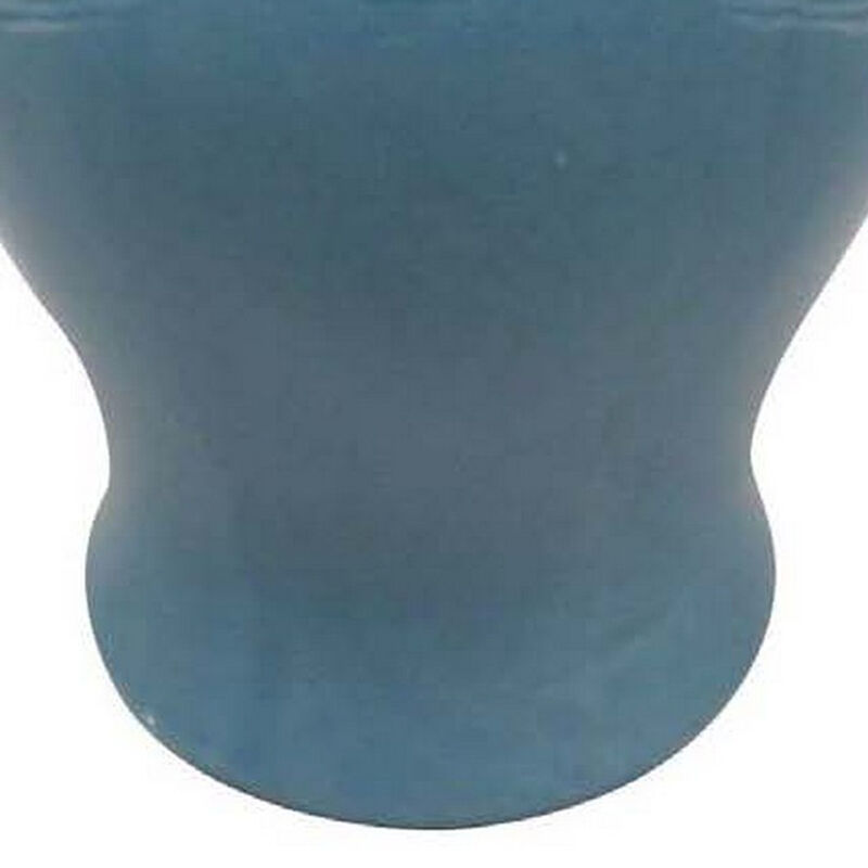 Teli 18 Inch Decorative Temple Ginger Jar, Elegant Ceramic, Glossy Blue - Benzara