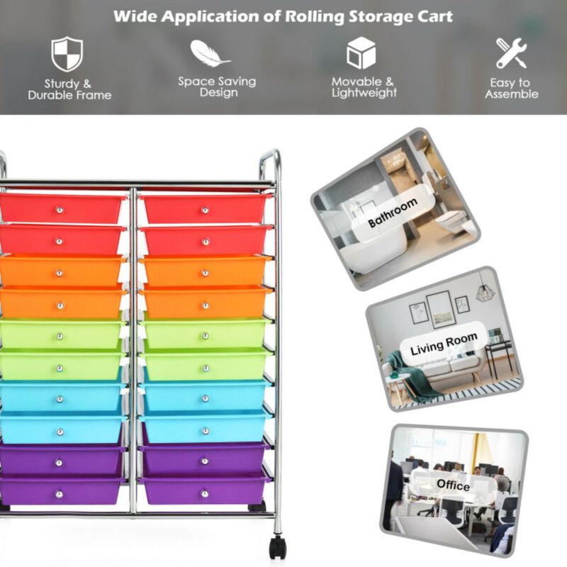 Hivvago 20 Drawers Rolling Storage Cart Studio Organizer