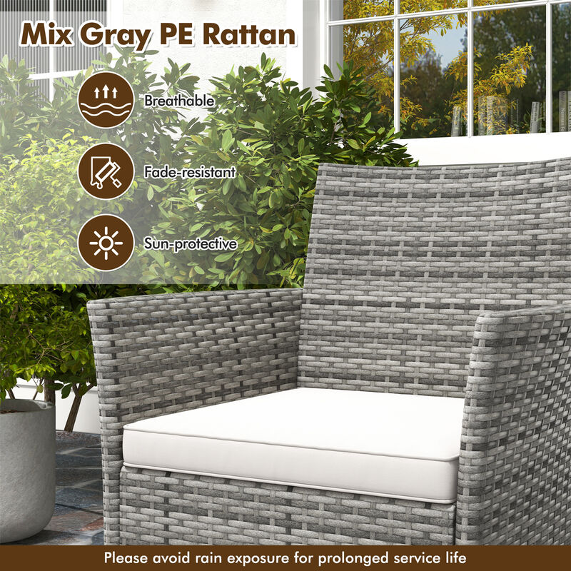 2 Pieces Outdoor PE Rattan Armchairs with Cozy Seat Cushions