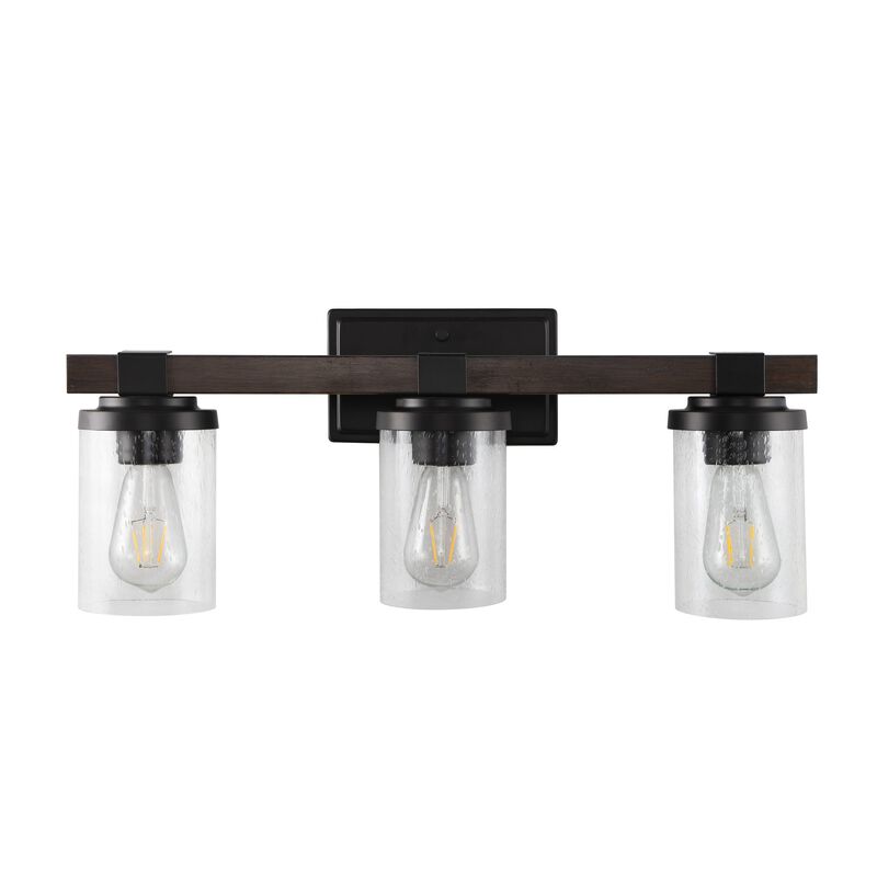 Bungalow Iron/Seeded Glass Rustic Farmhouse LED Vanity Light