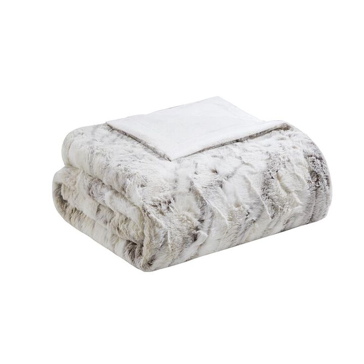 Belen Kox Marble Printed Knitted Long Fur Throw, Belen Kox