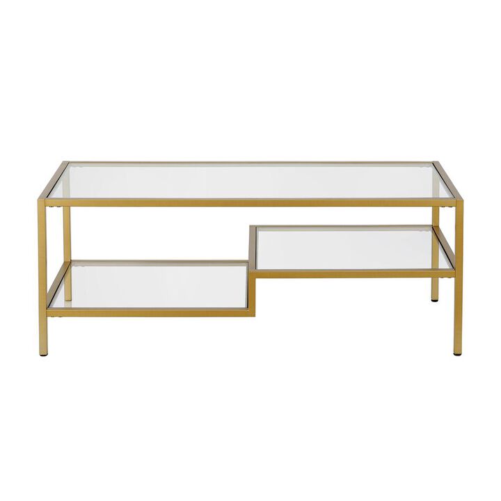 Hudson&Canal Lovett 45'' Wide Rectangular Coffee Table in Brass