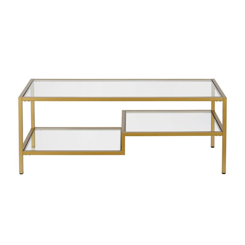 Hudson&Canal Lovett 45'' Wide Rectangular Coffee Table in Brass