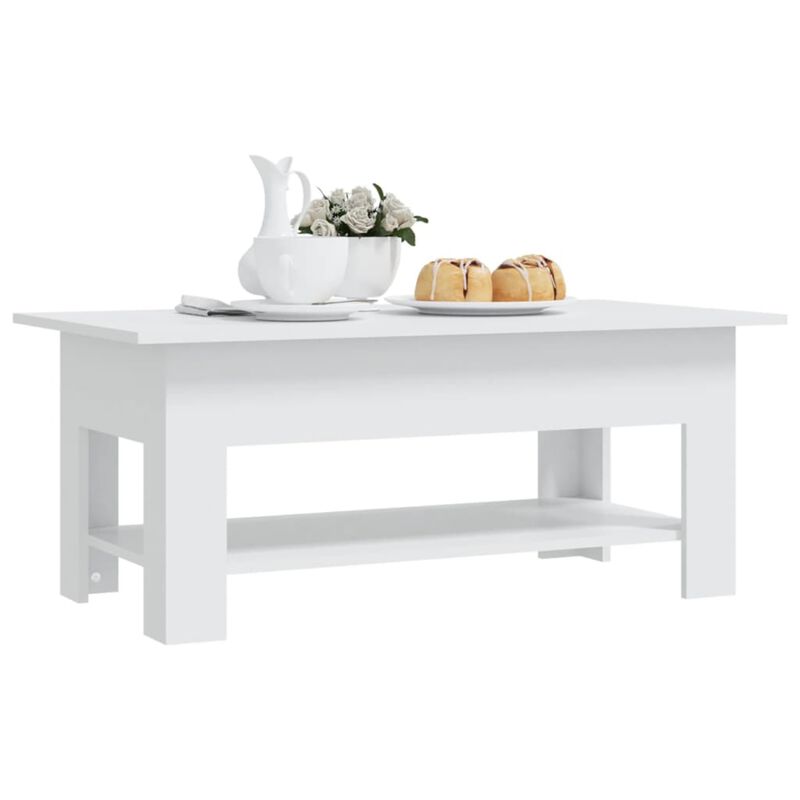 vidaXL Coffee Table White 40.2"x21.7"x21.7" Chipboard