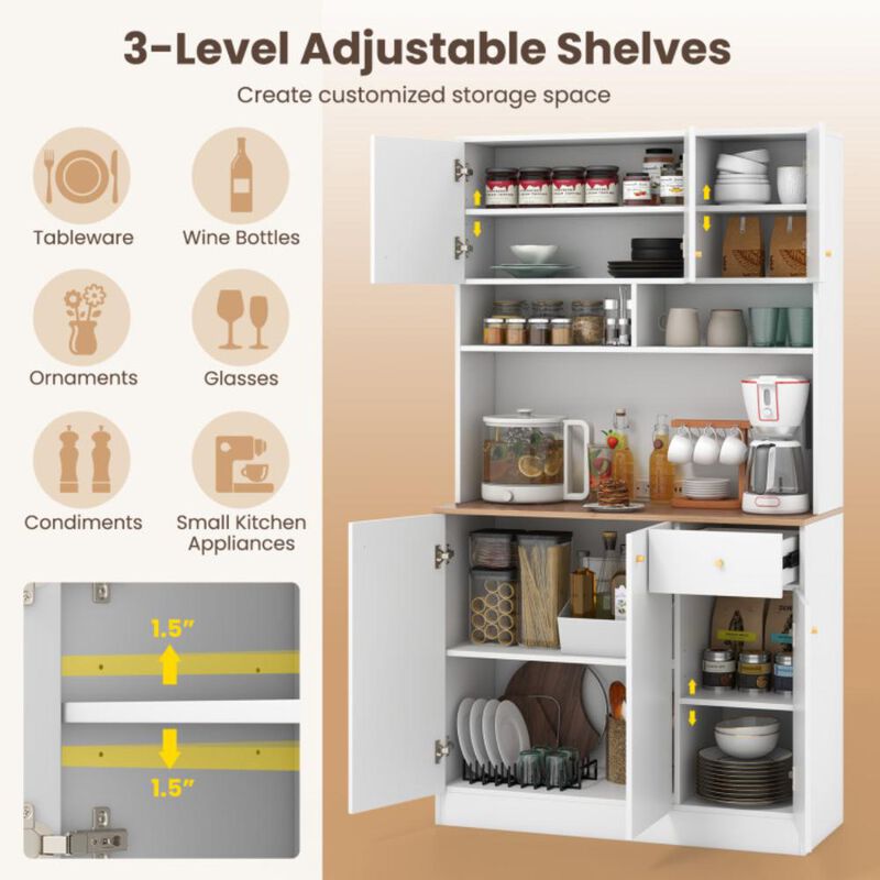 Hivvago 71 Inch Tall Pantry Cabinet with Outlets for Dining Room