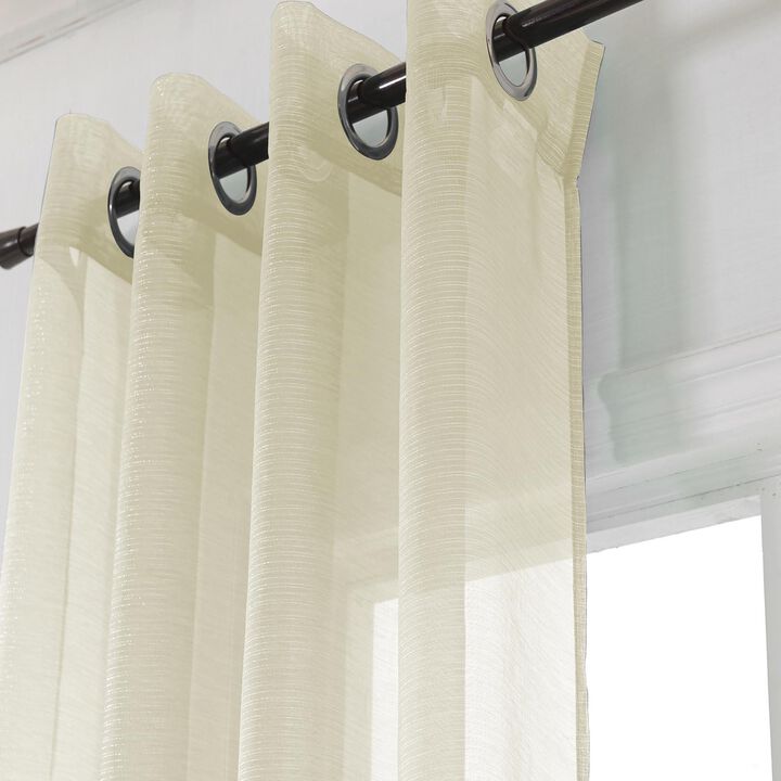 Lonnie 2-Piece Grommet Sheer Window Curtain Panel Beige by Rt Designers Collection