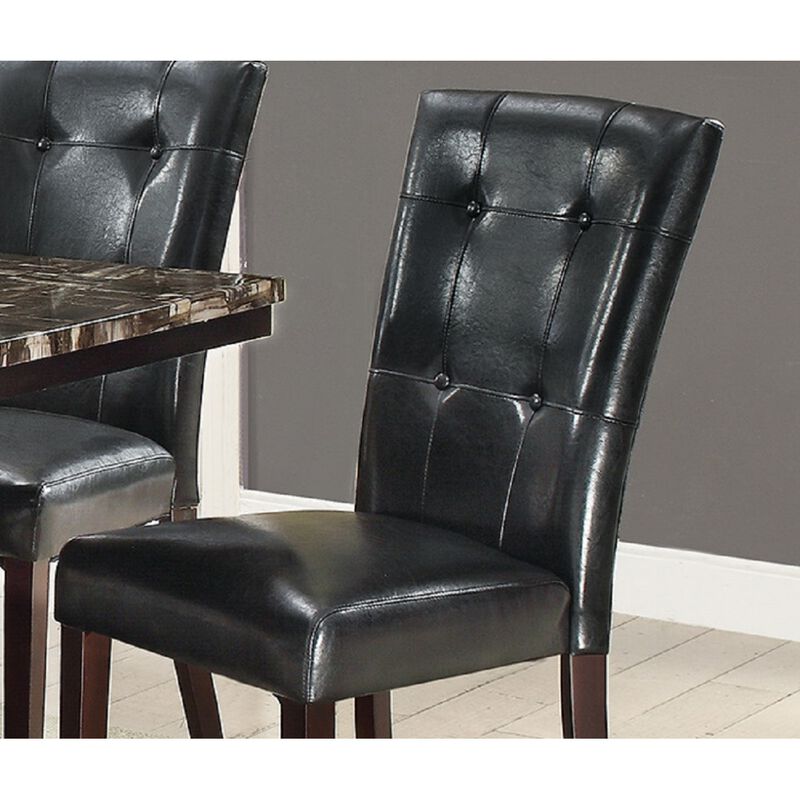 Modern Parson Chairs Black Faux Leather Tufted Set Of 2 Side Chairs Dining Seatings