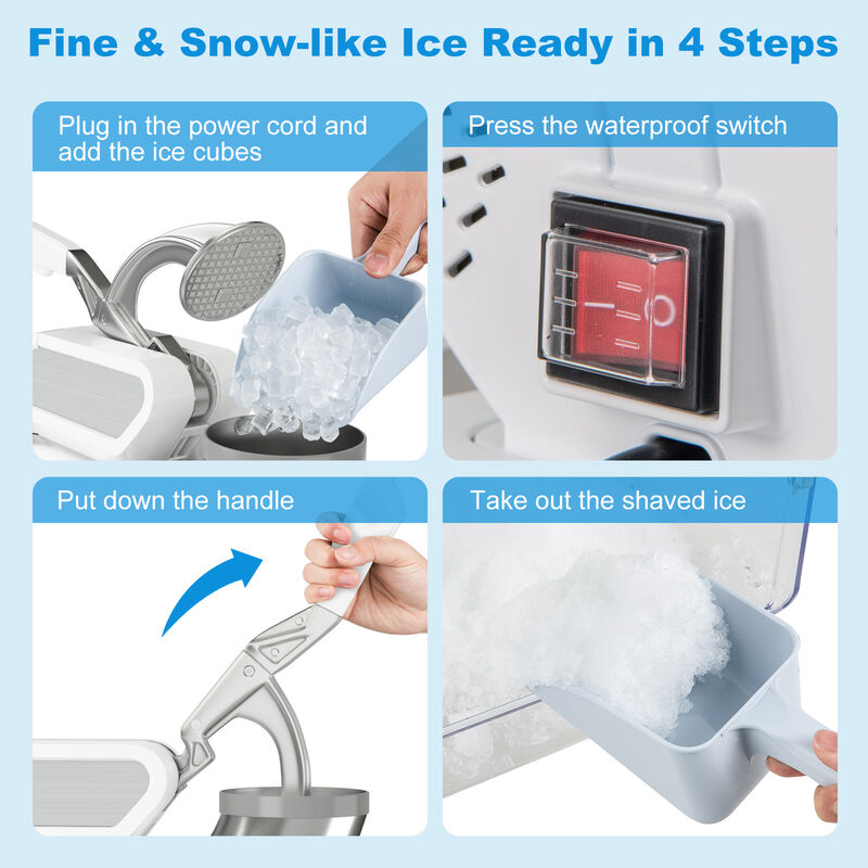 300W Commercial Ice Crusher with Dual Blades and Safety Switch