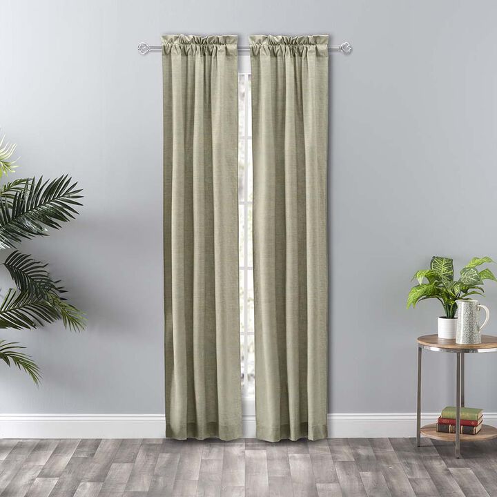 Ellis Curtain Lisa Solid Color Poly Cotton Duck Fabric Tailored Panel Pair with Ties