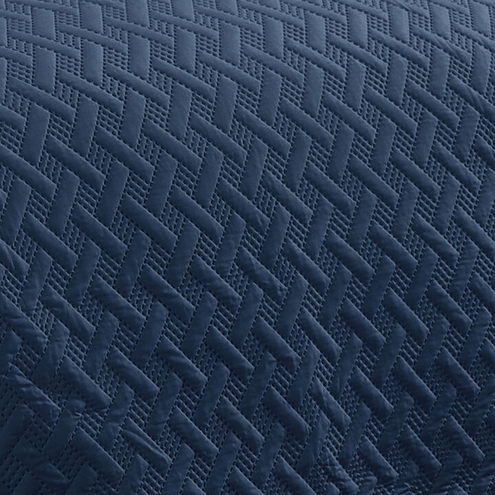 RT Designers Collection Bella 3pc Pinsonic Premium Quality All Year Round Quilt Set for Revitalize Bedroom Queen Navy
