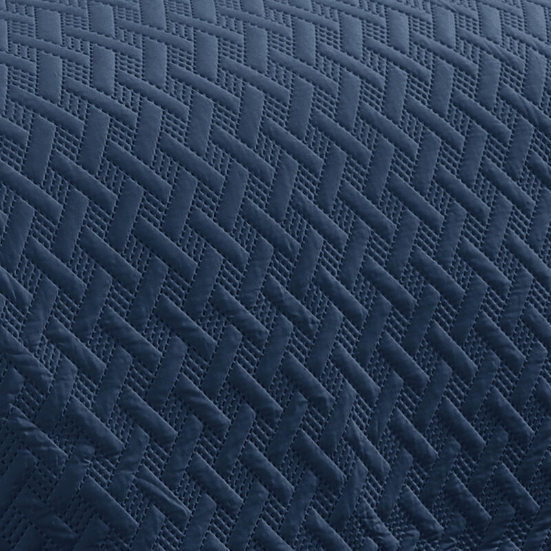 RT Designers Collection Bella 3pc Pinsonic Premium Quality All Year Round Quilt Set for Revitalize Bedroom Queen Navy