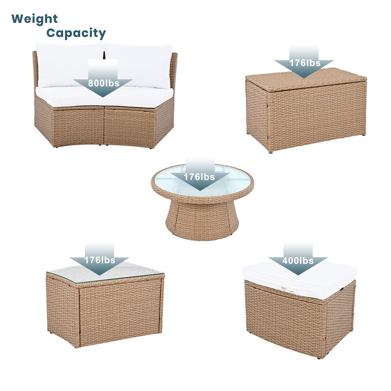 Merax Outdoor Sectional Half Round Patio Rattan Sofa Set