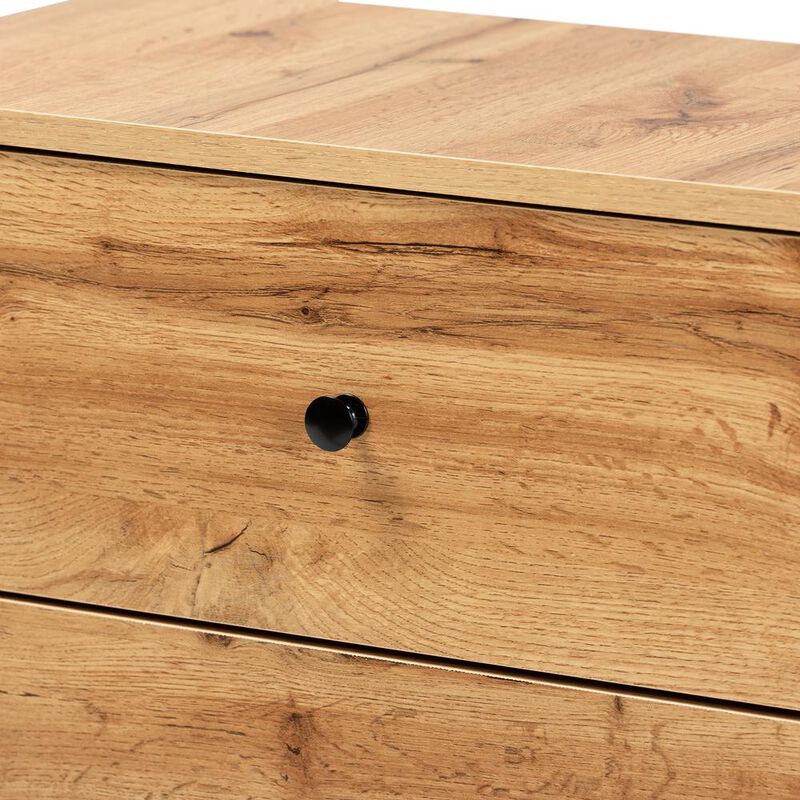 Baxton Studio Decon Modern and Contemporary Oak Brown Finished Wood 3-Drawer Storage Chest