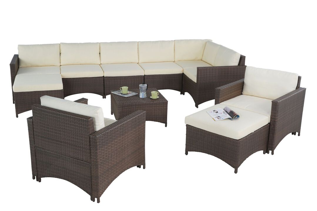 Studio Shine Collection Modular Sectional Sofa, 2 Armchairs. 2 Ottoman and Coffee Table Set
