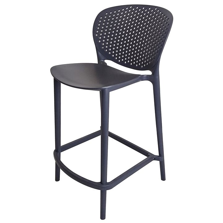 Celin 26 Inch Counter Stool Chair, Set of 4, Stackable, Mesh Back, Gray - Benzara
