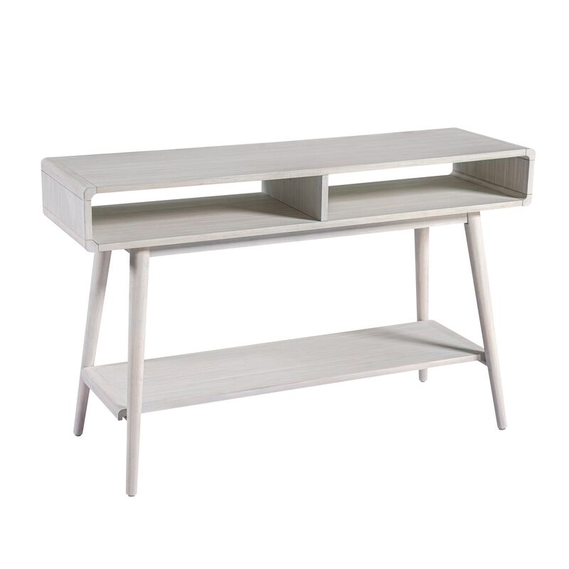 Camy Sofa Console Table, 2 Open Cubbies, 1 Lower Shelf, White 48 Inch - Benzara