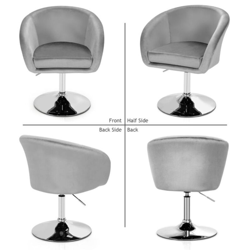 Hivvago 360 Degree Swivel Makeup Stool Accent Chair with Round Back and Metal Base
