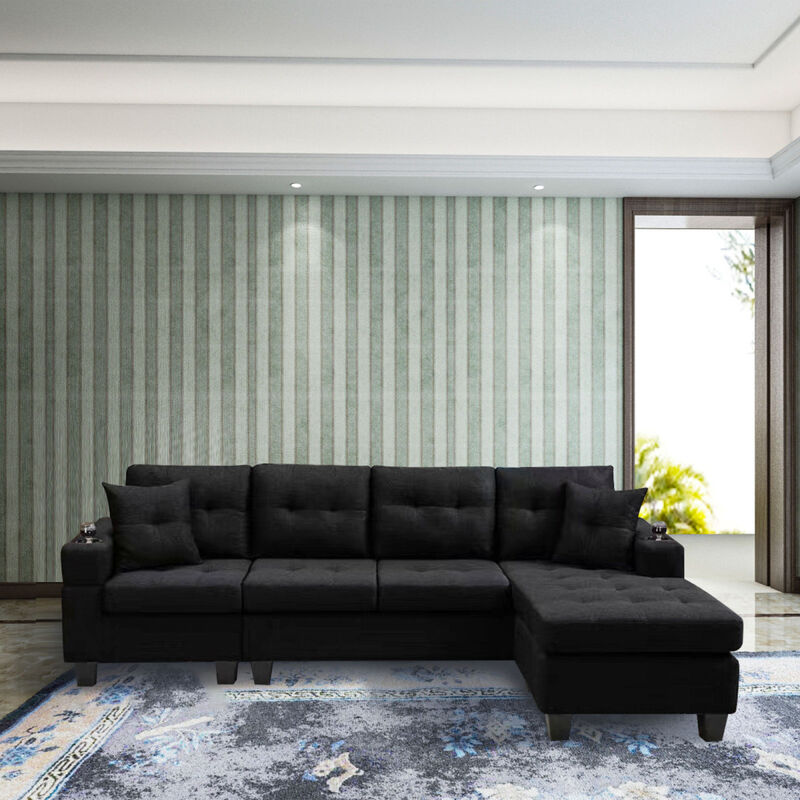 Mega Right Sectional Sofa With Footrest, Convertible Corner Sofa With Armrest Storage, Living Room