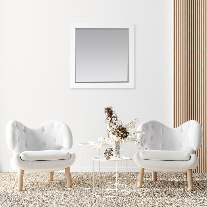 Altair 34 Rectangular Bathroom Wood Framed Wall Mirror in White