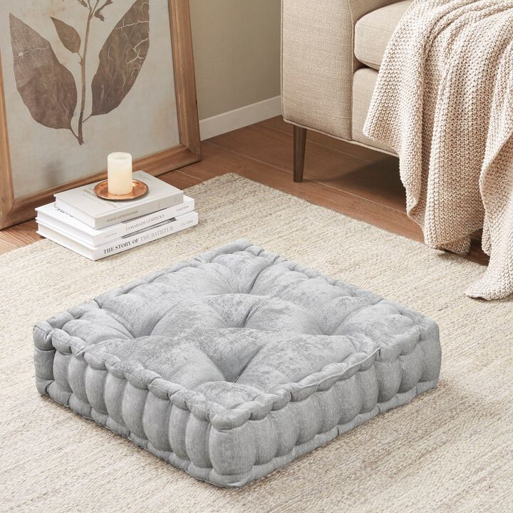 Gracie Mills Elara Textured Poly Chenille Square Floor Pillow Cushion