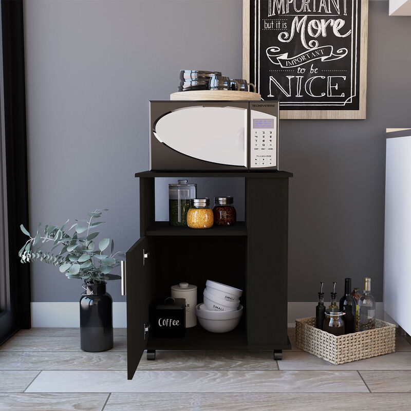 Correy 4-Shelf Microwave Cabinet With Caster Black Wengue