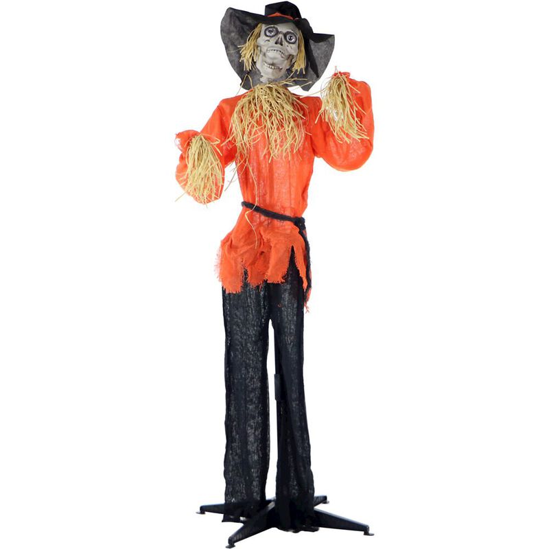 Haunted Hill Farm 60 Standing Scarecrow, Light-up-Eyes, Sound, Rotating Head