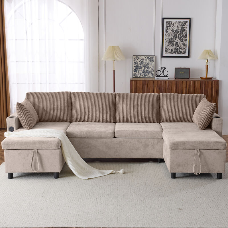 Merax Pull-out Sofa Bed with 2 Cup Holders
