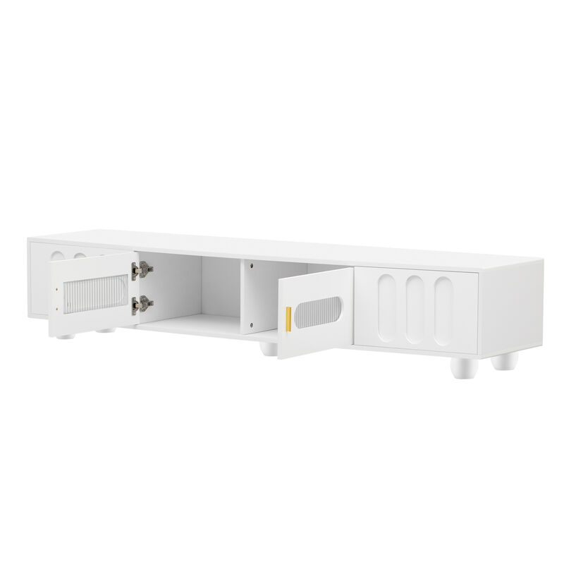 Merax Modern Storage Cabinet TV Stand with Glass Door
